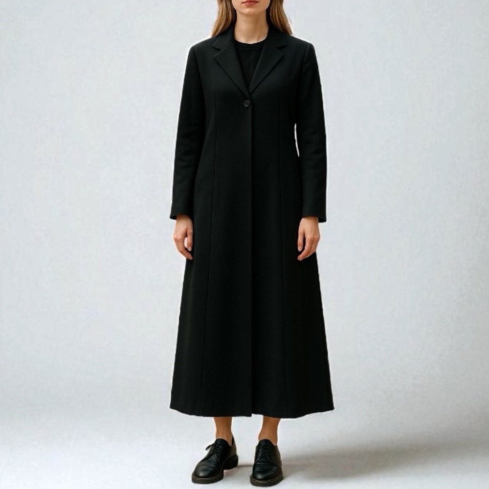 Vintage Holt Renfrew Collection Ankle Length Overcoat In Black | Size 4
